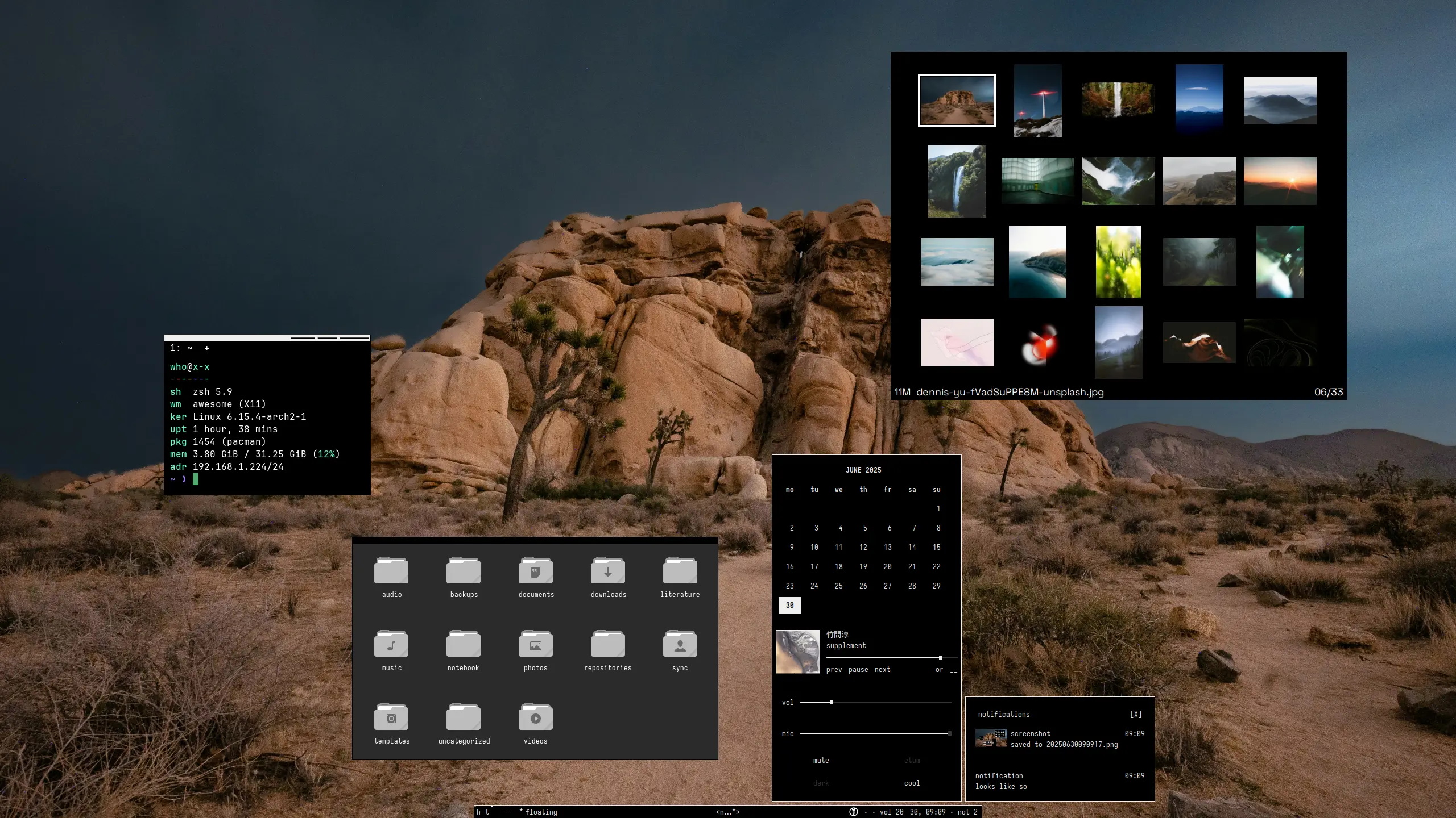 screenshot of 1440p desktop running my configuration of awesomewm.